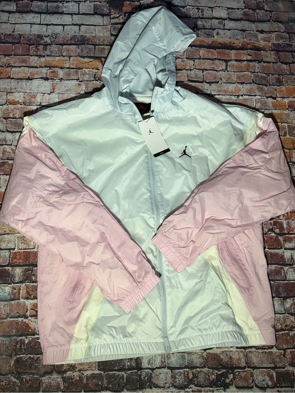 Jordan Hooded Windbreaker Jacket - White & Light Pink